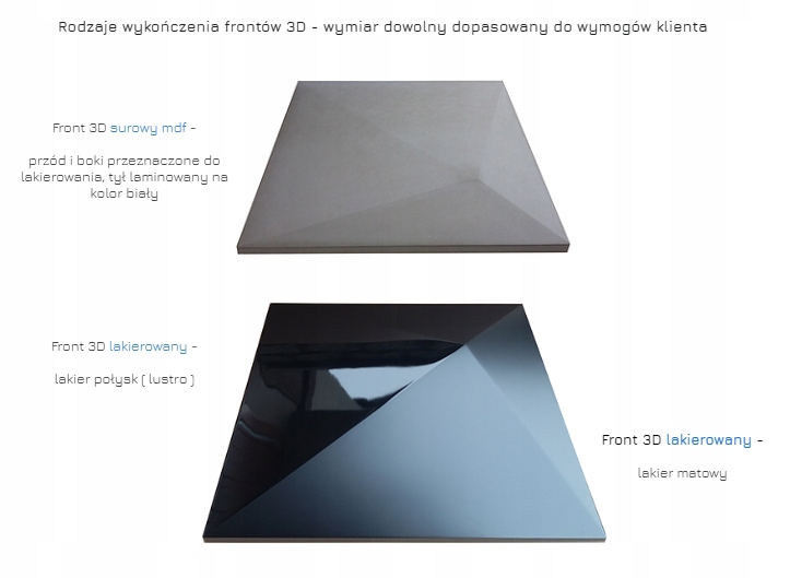 Fronty meblowe 3D frezowane - lakierowane Rodzaj frontu drewniany lakierowany