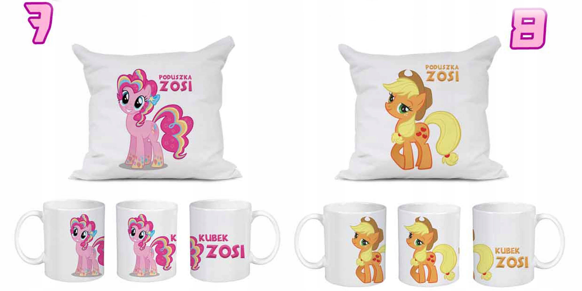 ZESTAW KUBEK + PODUSZKA MY LITTLE PONY IMIĘ GRATIS Szerokość produktu 40 cm