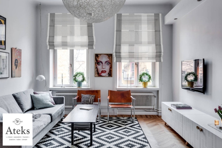 ROLETY RZYMSKIE ROLETA RZYMSKA ZYGZAK 120x170 wys. zygzaki czarne białe Marka Ateks