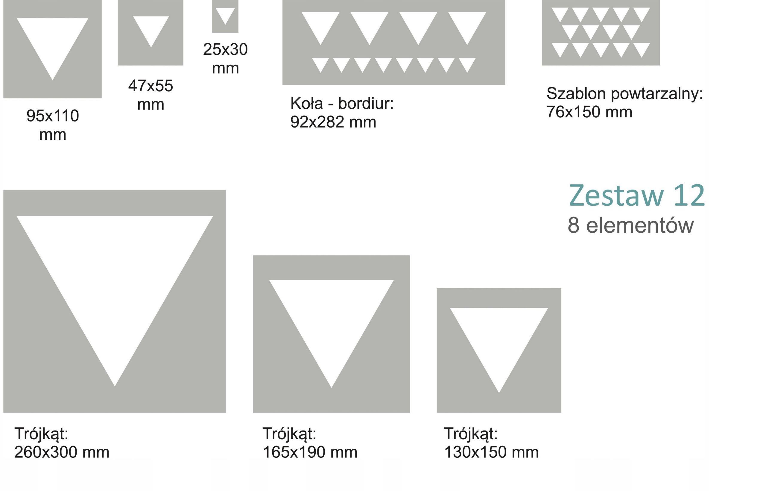 SZABLONY MALARSKIE WIELOKROTNE 8 szt. - TRÓJKĄTY Marka Fabryka Fantazji