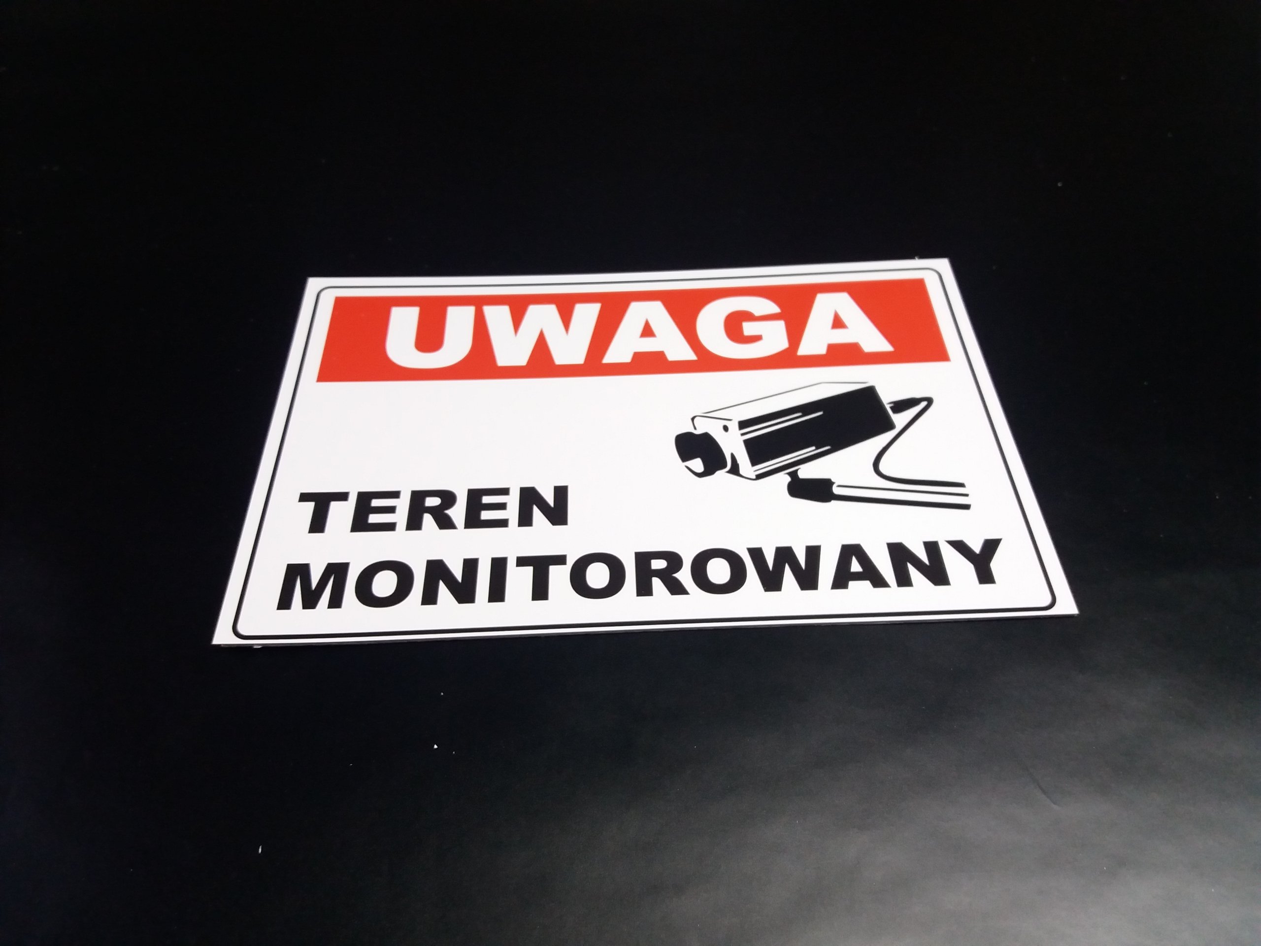 TABLICA ZNAK UWAGA TEREN MONITOROWANY 30x20 cm 1mm Kod producenta Tabliczki