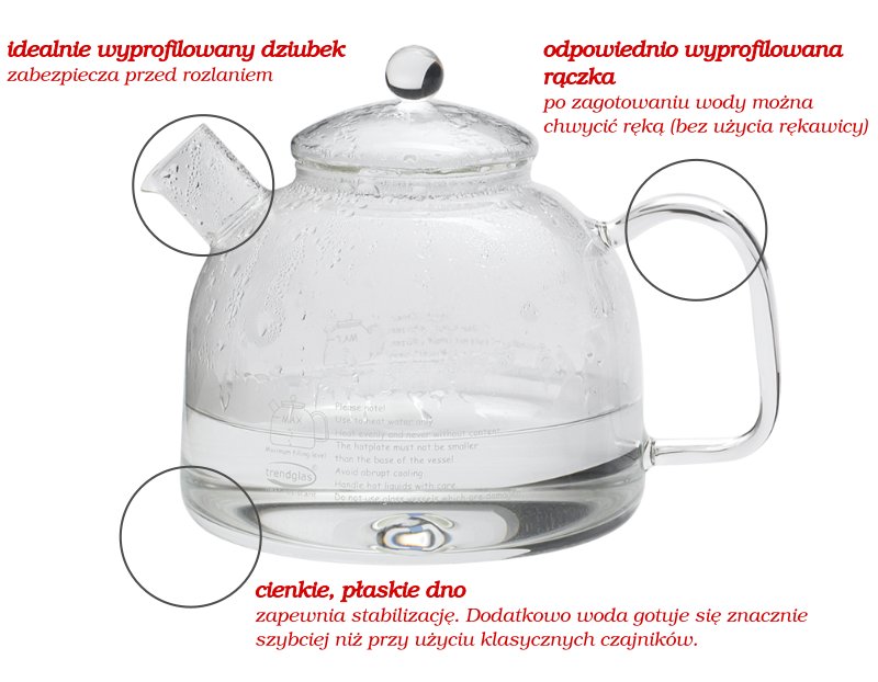 Czajnik 1,75 do gotowania wody Trendglas bez niklu EAN 5996427111007