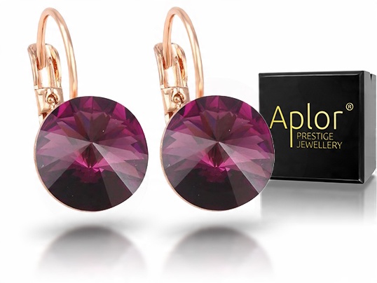 

Aplor Złote Kolczyki Wiszące Kółka Kr. Swarovski