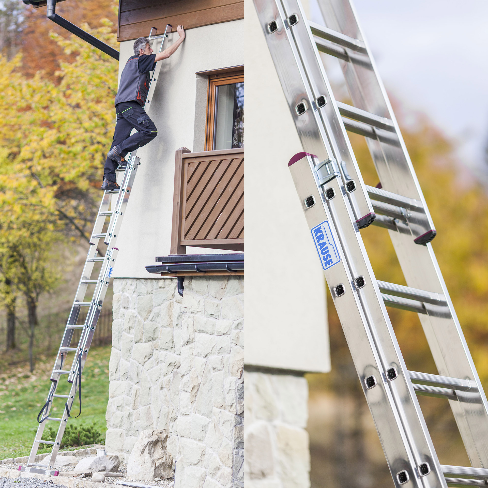 Drabina aluminiowa 3x10 KRAUSE CORDA wys.rob. 7,0m Kod producenta 030405