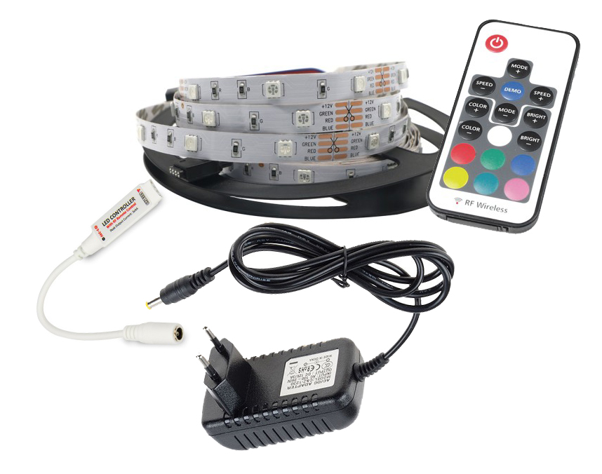 LED pásik SET 150 RGB 3m + ovládač RF17 + zas