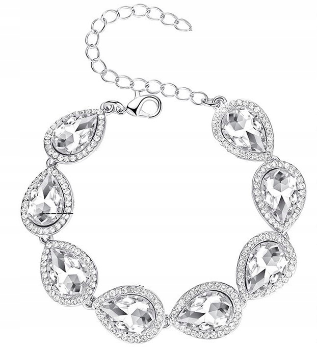 KOMPLET KOLCZYKI+ BRANSOLETKA, SREBRNY Z CYRKONIAM Materiał Posrebrzany