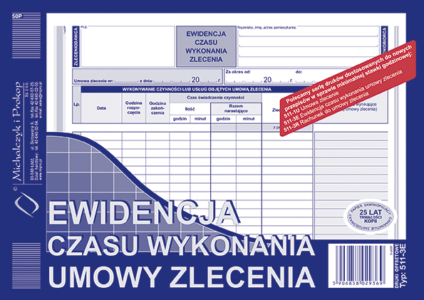 

Ewidencja czasu wykonania umowy zlecenia A5 511-3E