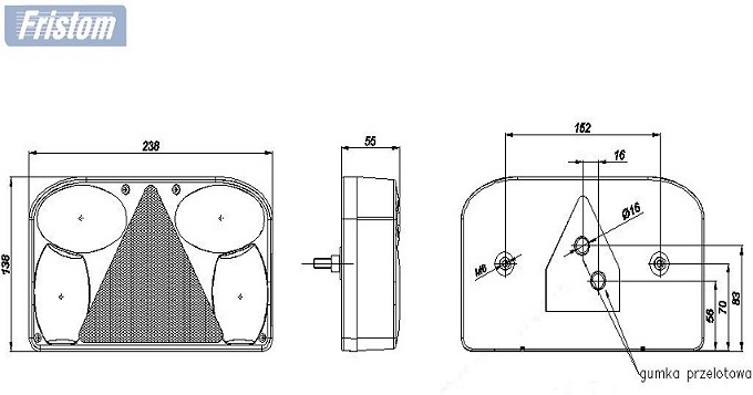LAMPA TYLNA PRZYCZEPA PRZYCZEPKA FT-088 PRAWA WIOLA Numer katalogowy części FT-088 PPM