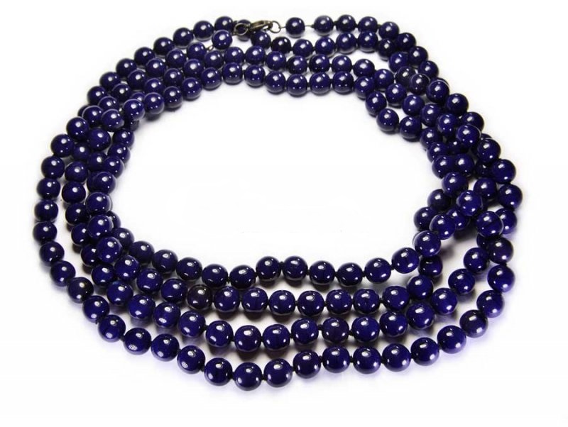 Náhrdelník Korálky Velmi Dlouhé Modré Tmavě modré Na Den matek Módní