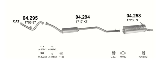 TŁUMIK ŚRODKOWY CITROEN XSARA PICASSO 04.294 Producent części Inny