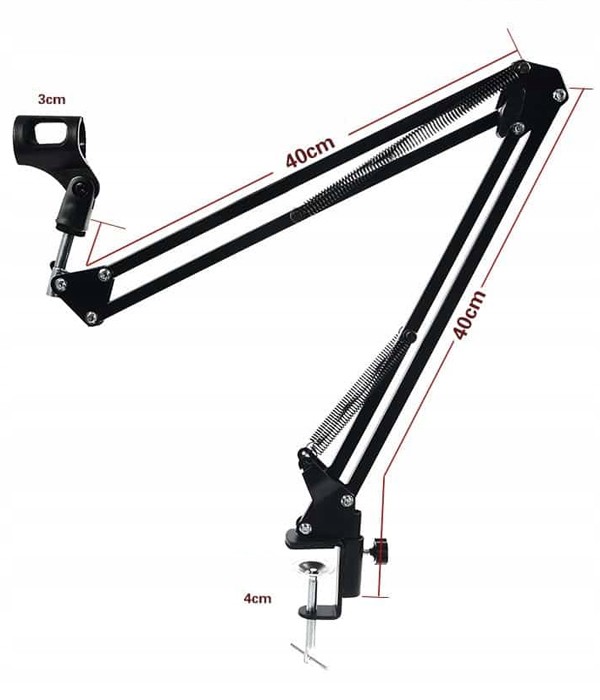 Statyw Biurkowy Ramię Mikrofon Wysięgnik Uchwyt Wieszak Stołowy Mikrofonowy Marka MOZOS