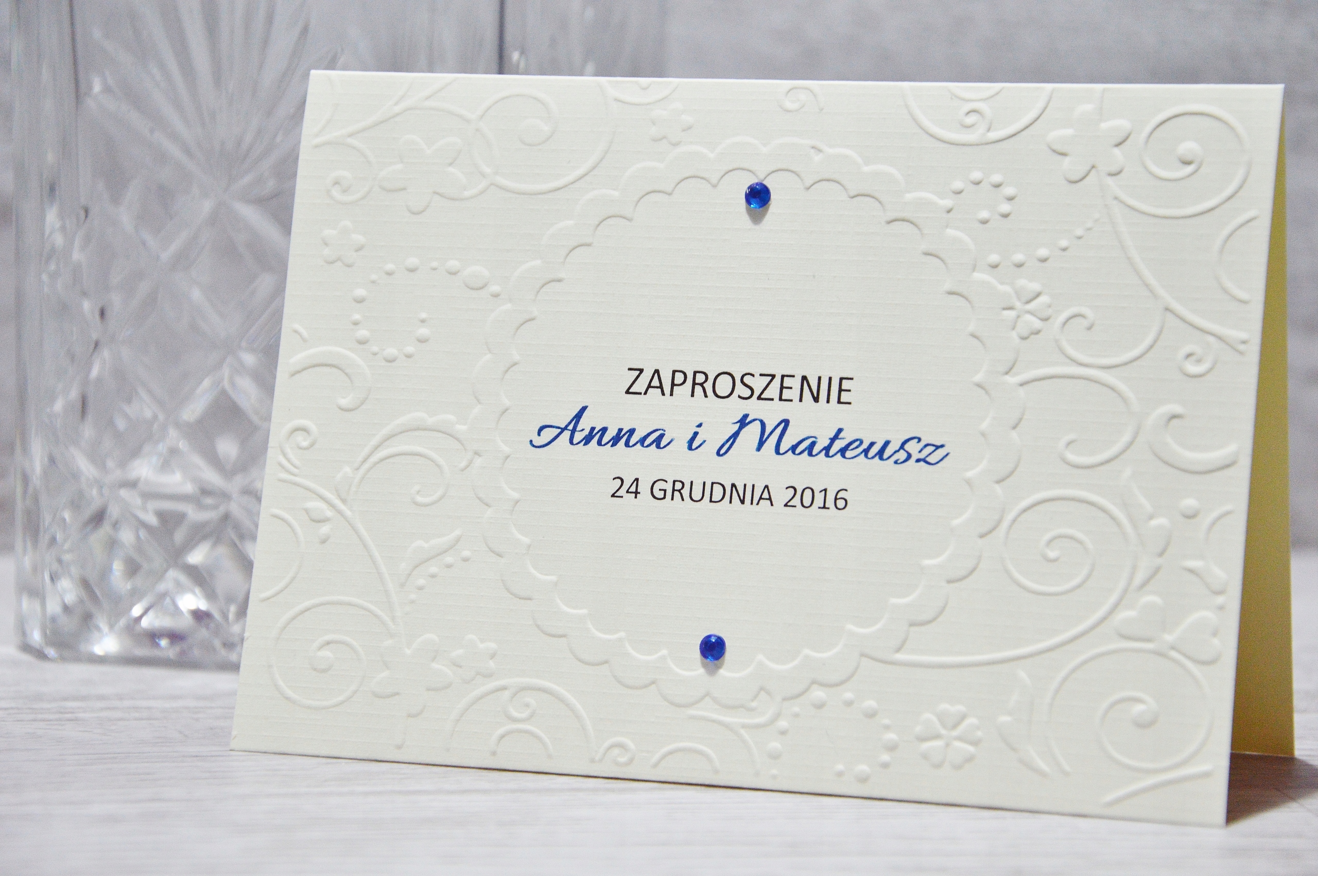 ZAPROSZENIA ŚLUBNE NA ŚLUB TŁOCZONE SPECIAL PRÓBKI Kształt prostokątny