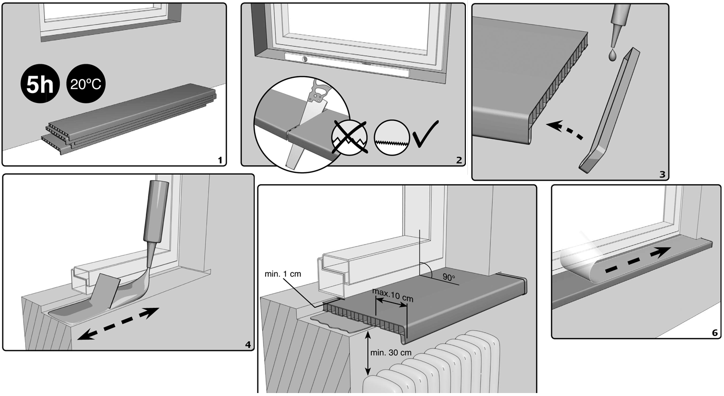 PARAPET WEWNĘTRZNY KOMOROWY PCV BUK 35 CM Szerokość produktu 35 cm