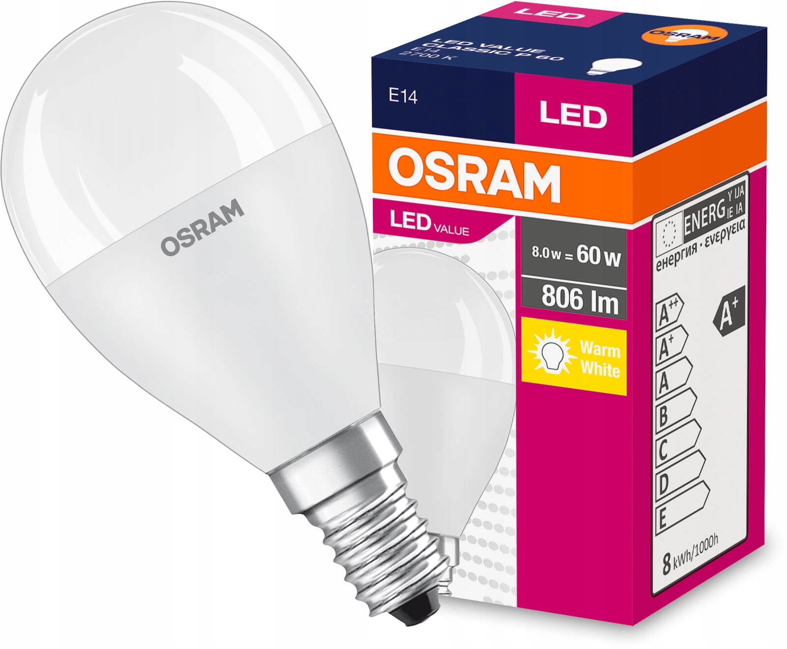 

Żarówka Led Kulka E14 8W 60W Osram 2700K Ciepła