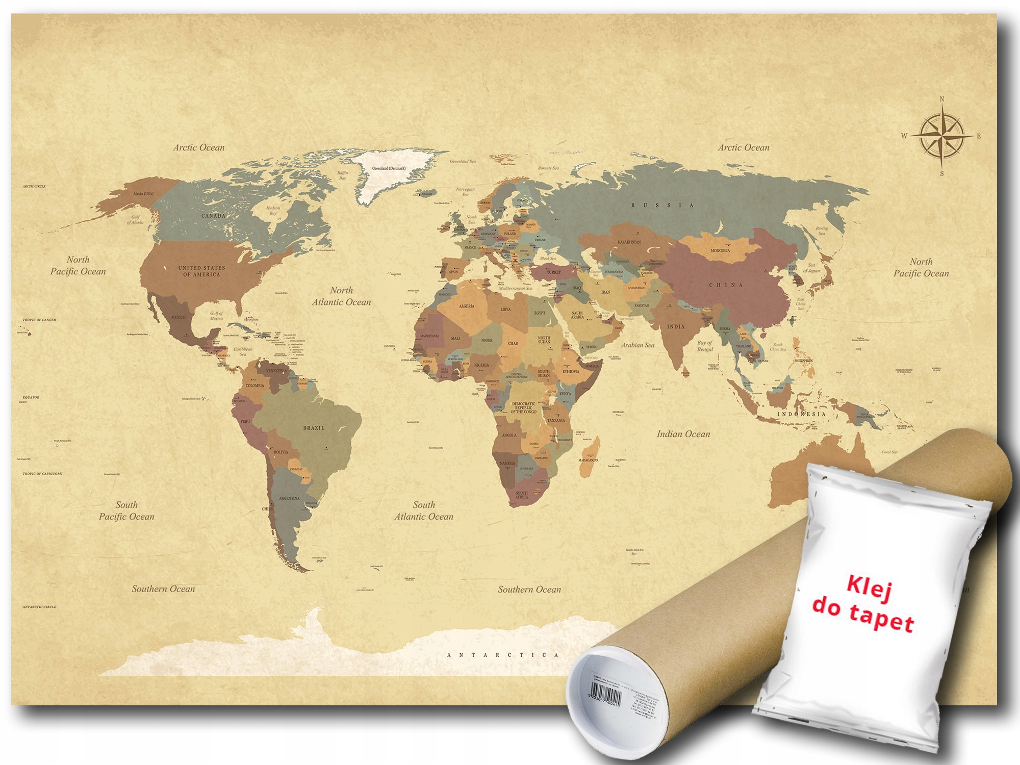 Fototapeta Flizelina Mapa Svet Vintage 312x219