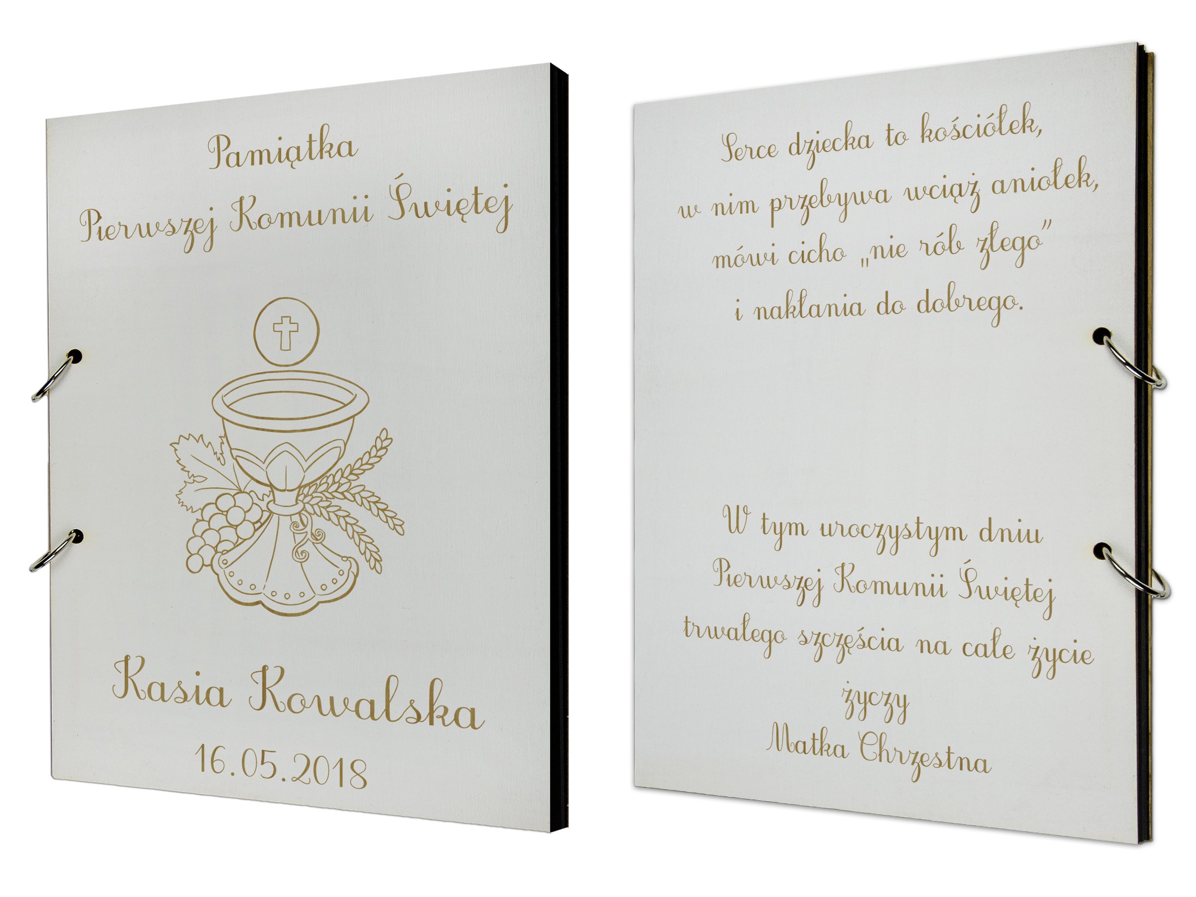 

Drewniany Album Z Grawerem Pierwsza Komunia Święta