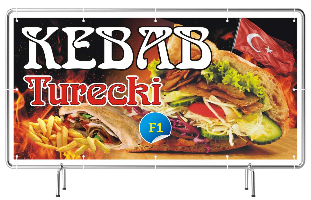 Baner REKLAMA 3x1m - Kebab Frytki Hamburger Szyld • Cena, Opinie • Banery  7242318296 • Allegro