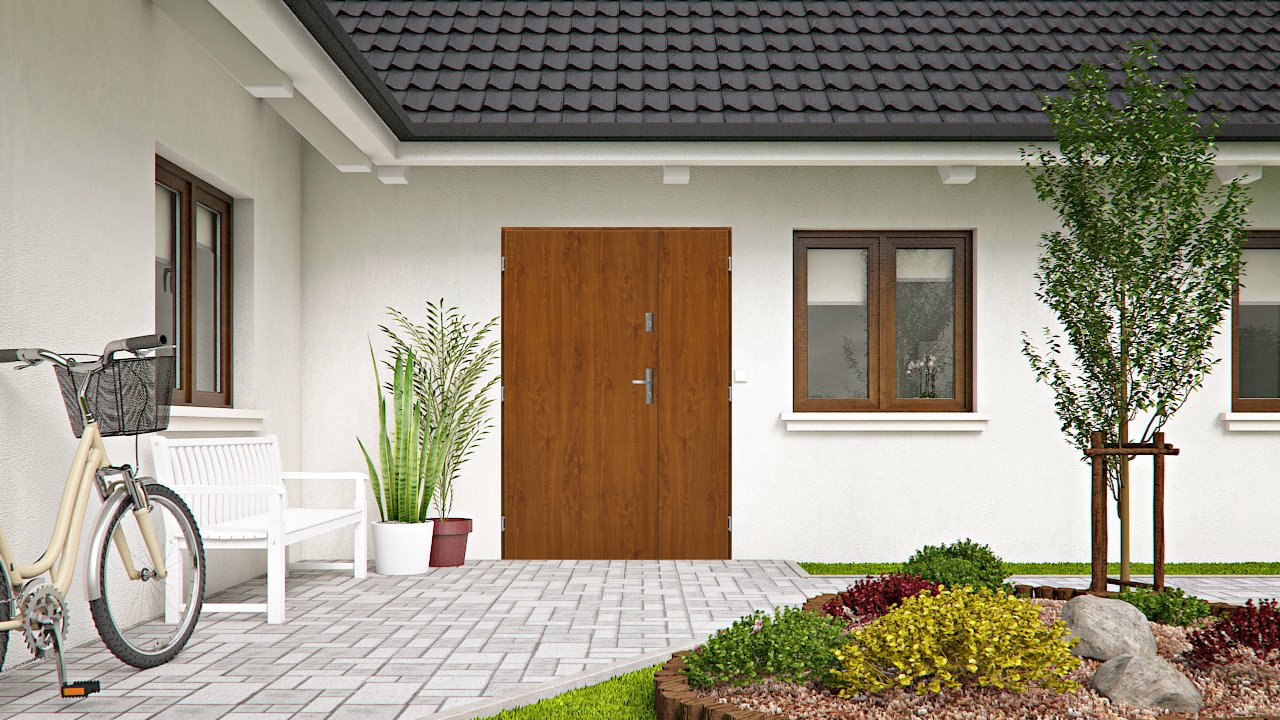 Drzwi zewnętrzne stalowe dwuskrzydłowe polskie 55 Strona lewe prawe uniwersalne