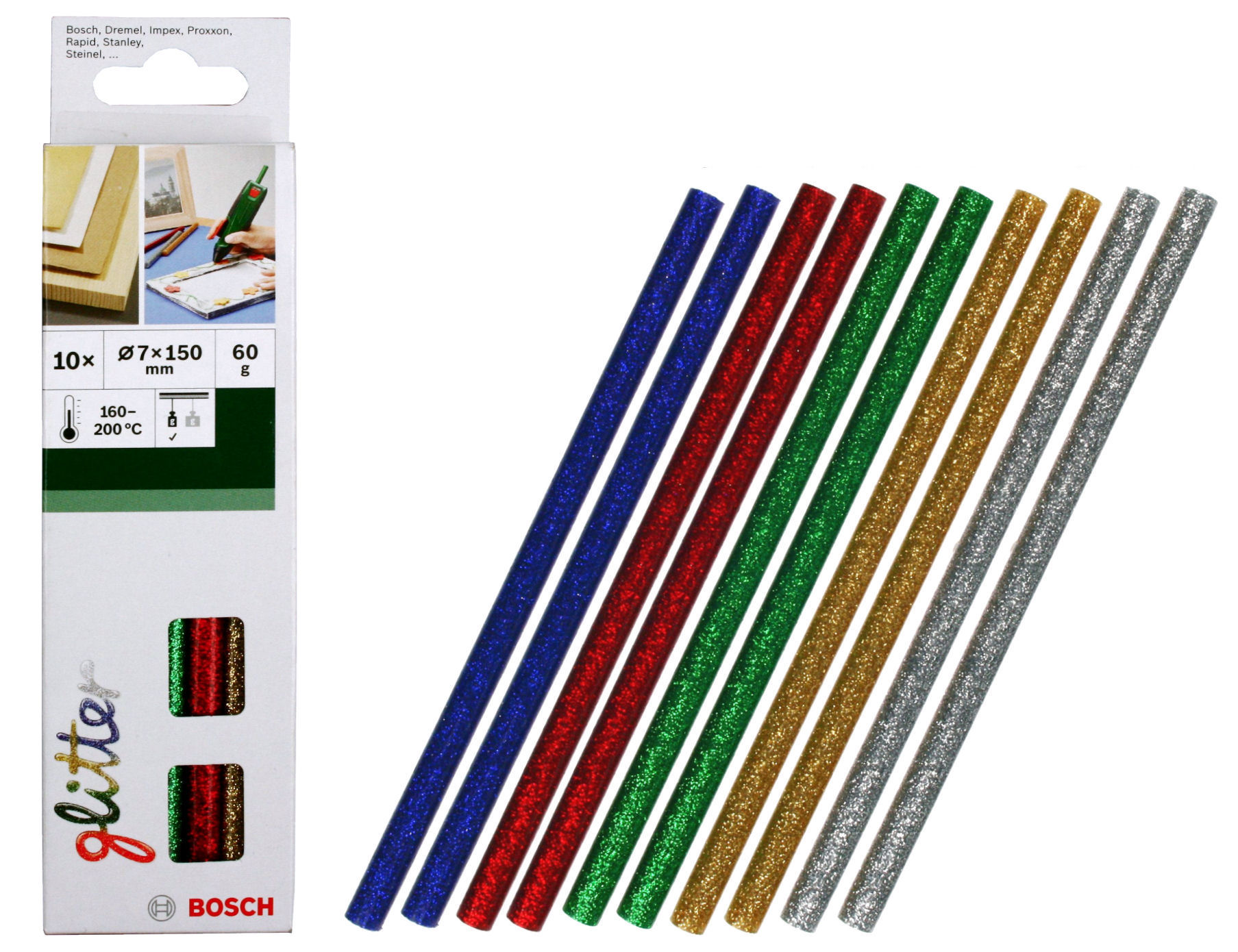 

Brokatowe sztyfty kleju 7mm Bosch Pkp 10 sztuk