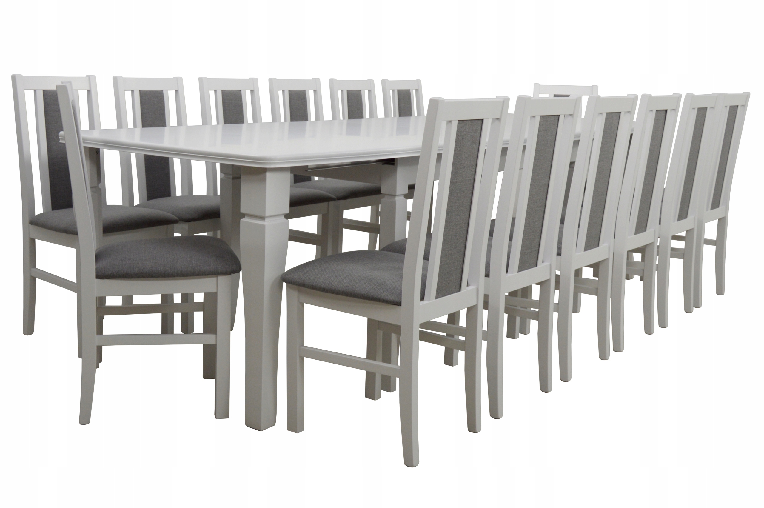 Biela KUCHYŇA nastaviť jedálenský Stôl 100x160/400 a 14 stoličky