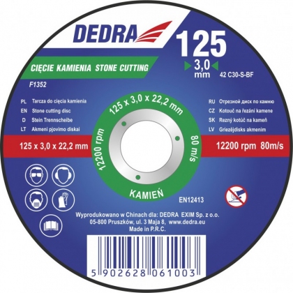 

Tarcza Do Cięcia Kamienia Betonu 125 x 1,5 Dedra