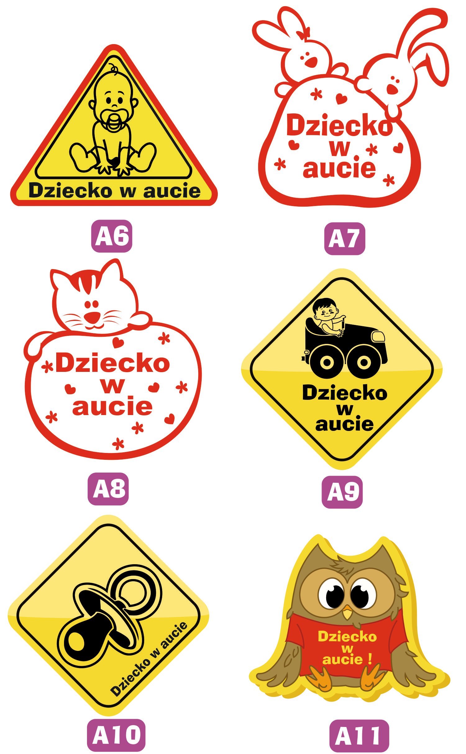 Naklejka Dziecko w aucie baby on board + tekst Płeć Chłopcy Dziewczynki