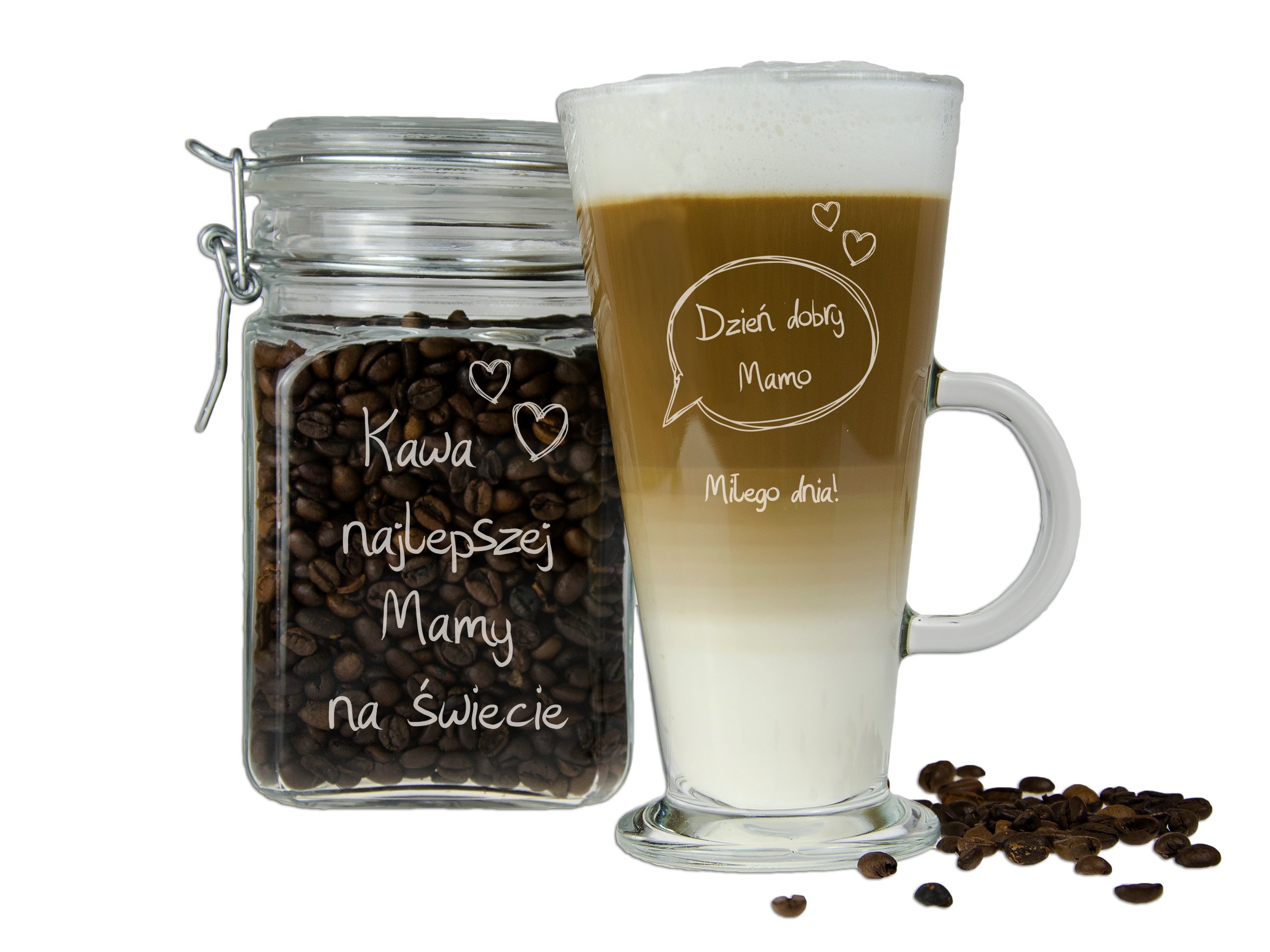 

Zestaw Na Kawę Słoik + Szklanka Latte Dla Mamy