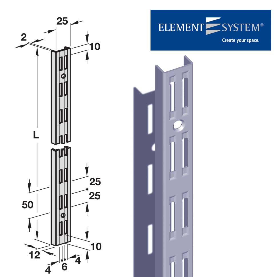 REGAŁ MAGAZYNOWY LISTWA POD PÓŁKA SREBRNA U 150CM Marka Element System
