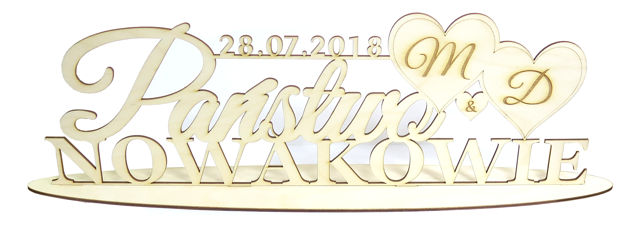 NAZWISKO DATA INICJAŁY NA STÓŁ PARY MŁODEJ KZ90 Marka bez marki