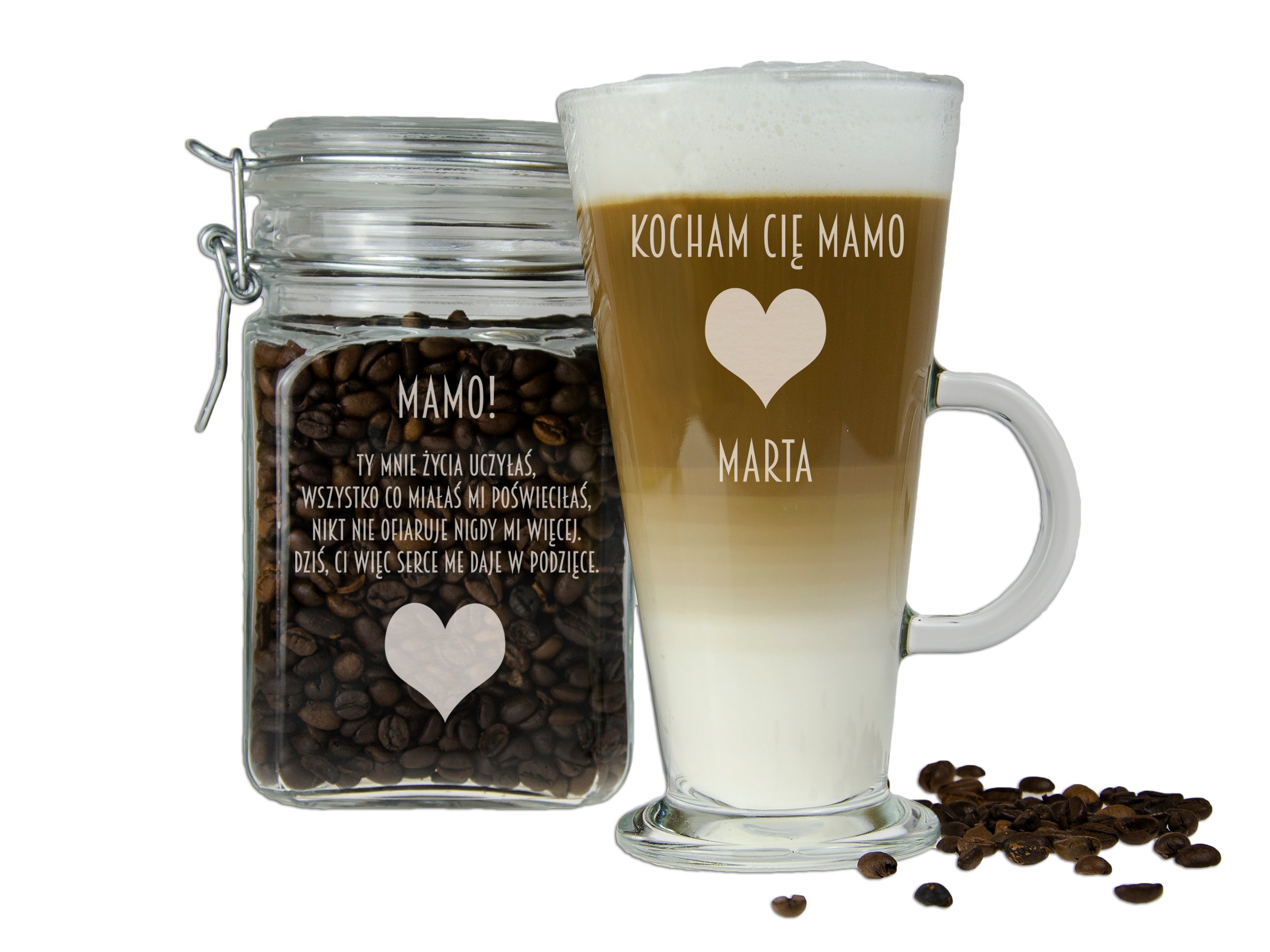 

Komplet Na Kawę Słoik + Szklanka Latte Dla Mamy