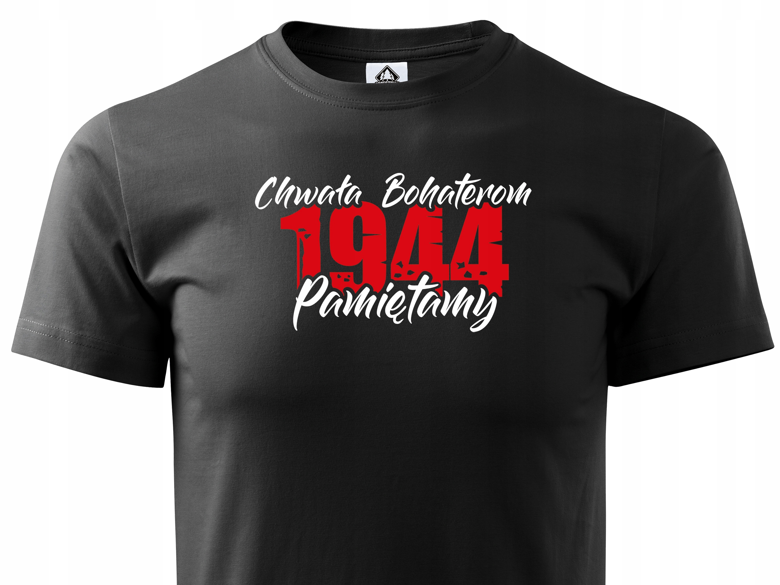 

Czarny T-shirt Patriotyczny 1944 Chwała Bohaterom