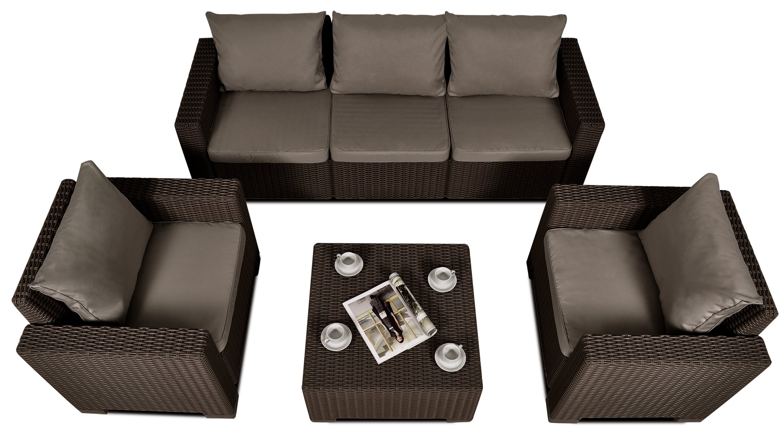 Комплект мебели Калифорния сет (California 3 Seater Set) коричневый