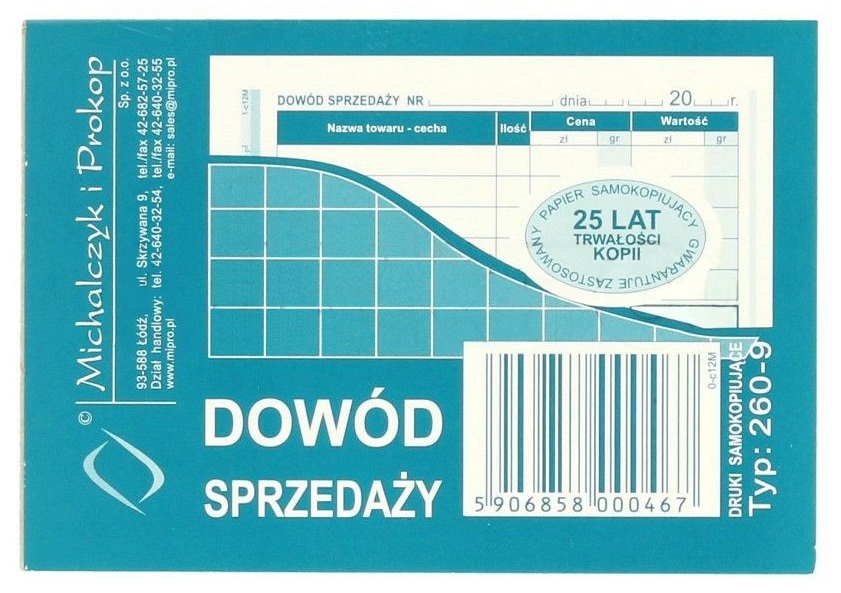 

260-9 Mp Dowód Sprzedaży A7 Wielokopia 80 Kartek