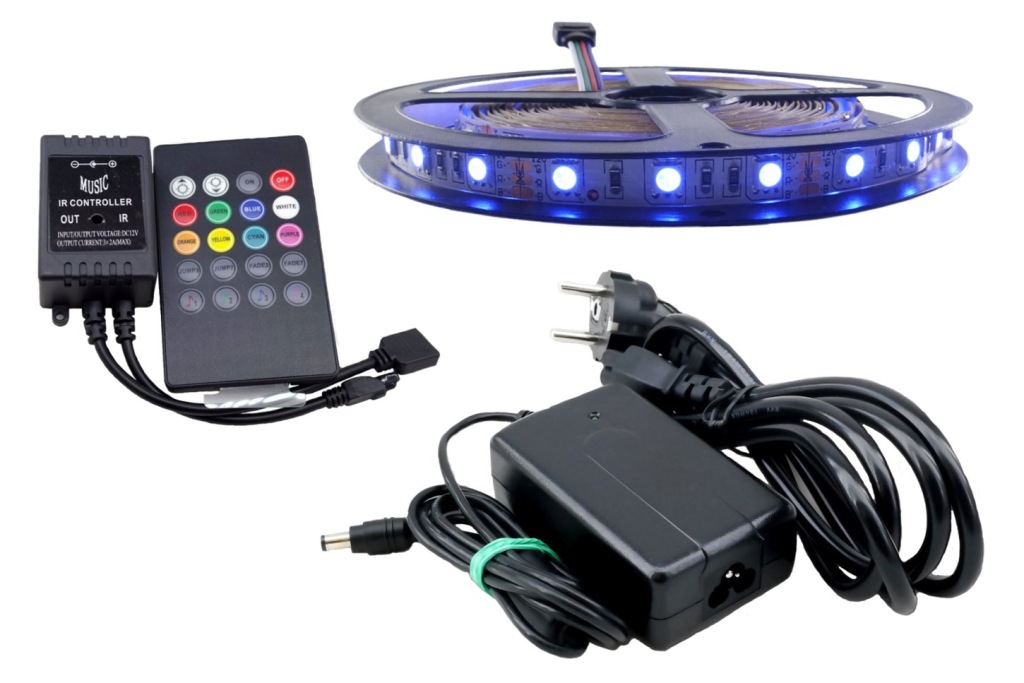 Set Led pásek 300SMD Rgb 5050 Hudební Disco 5 m