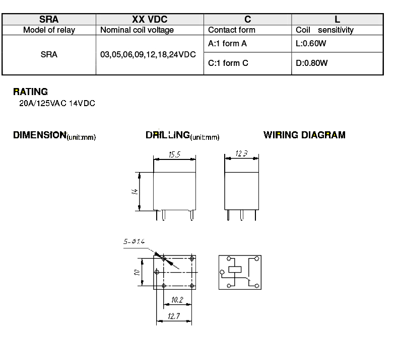 Схема sra 12vdc cl