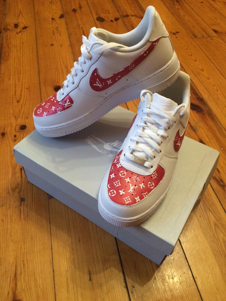 Buty Nike Air Force 1 White CUSTOM Louis Vuitton - 7412614725