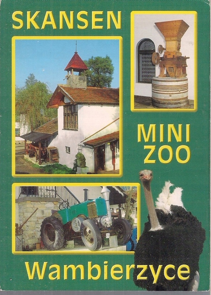 pocztówka WAMBIERZYCE Skansen Mini ZOO Struś