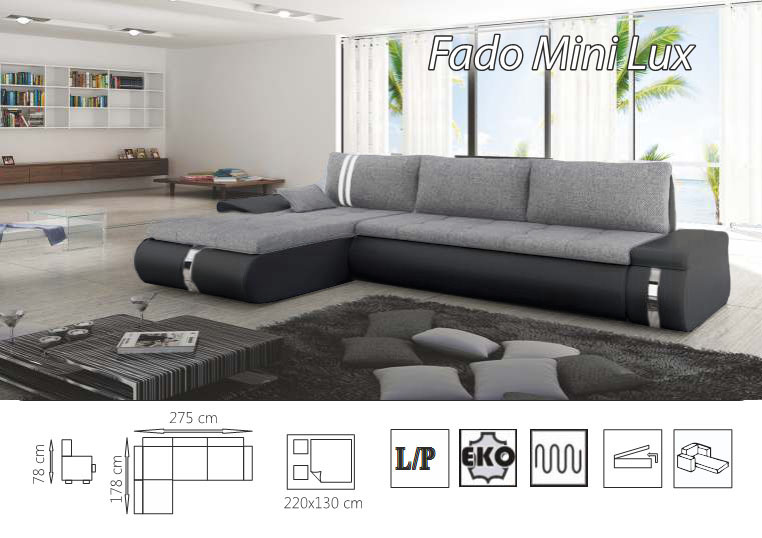 NAROŻNIK FADO MINI LUX rogówka funkcja spania sofa