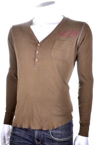 G-STAR RAW DENIM BLUZKA V-NECK KHAKI LONGSLEEVE L