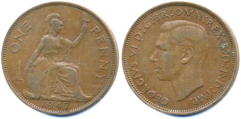 Anglia  One Penny /1 Pens/  1947 r.