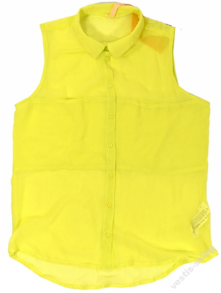 Bershka koszula top mgiełka żółta neon guziki M