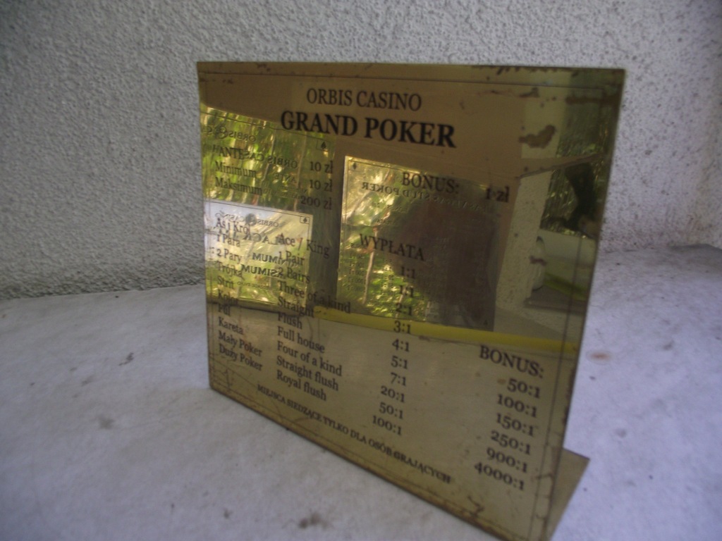 ORBIS CASINO GRAND POKER ORYGINAŁ TABLICA STOLIK !