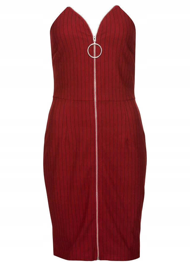 Sukienka z zamkiem z przodu czerwony 46 3XL 913176 - 7624155432 - oficjalne  archiwum Allegro