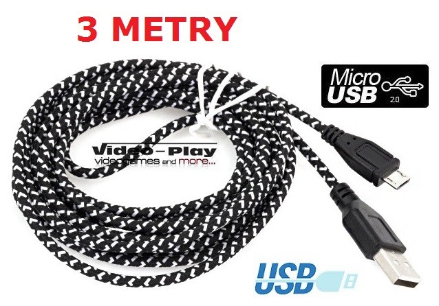 KABEL MICRO USB 3M OPLOT ŁADOWANIE + TRANSFER