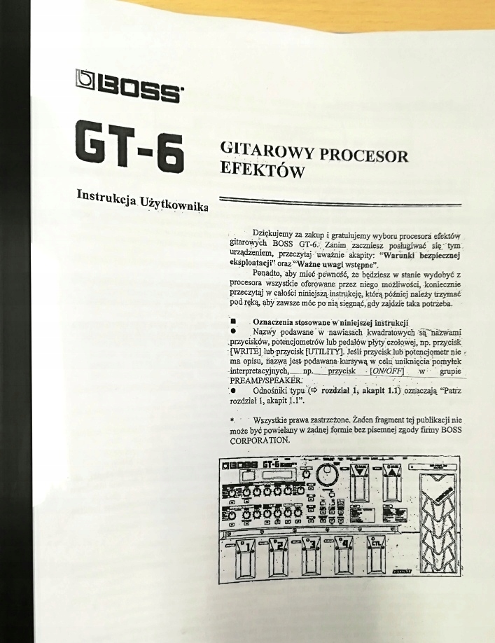 Instrukcja do procesora BOSS GT-6 po polsku
