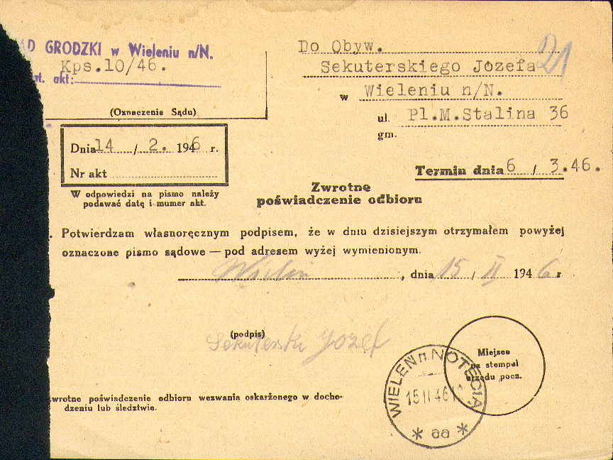 Wieleń n.Notecią (Czarnków) - ZPO z 1946 r.