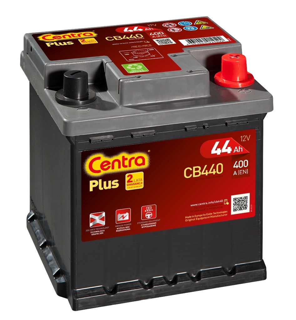 AKUMULATOR CENTRA PLUS 44AH 400A BIAŁYSTOK AMPER