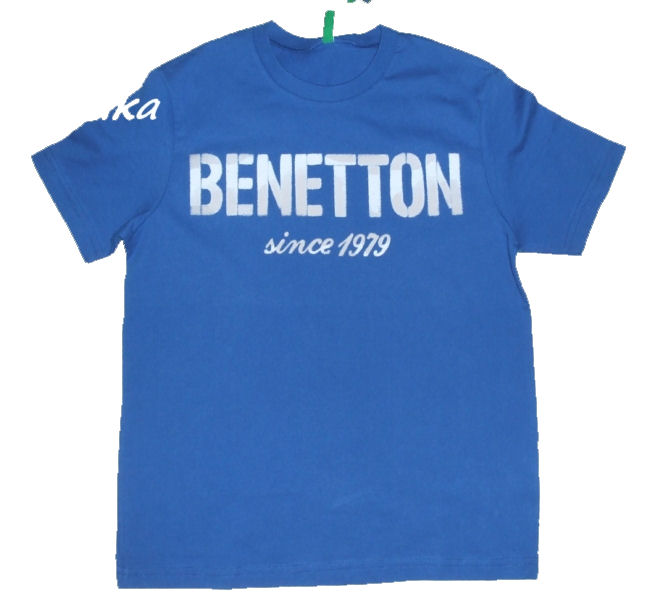 Benetton NOWY kobaltowy T-shirt z napisem 11-12l