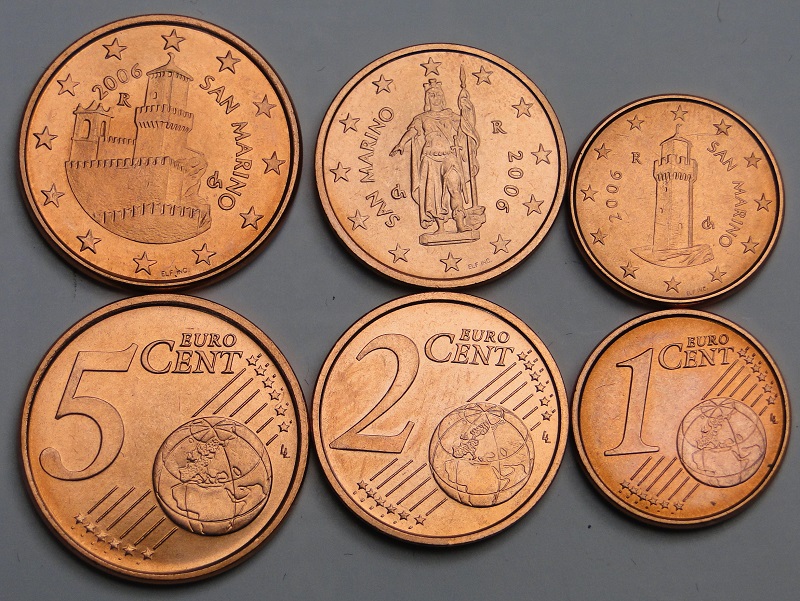 San Marino 1,2,5 centów zestaw menniczy 2006r