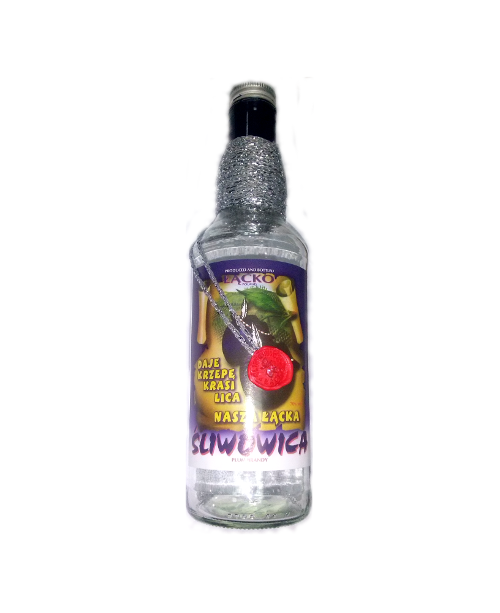 BUTELKA ODZODBNA ŚLIWOWICA ŁĄCKA 0,5L Z ZAKRĘTKĄ